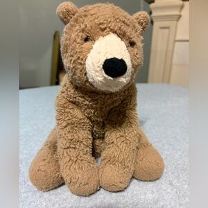 Vintage Jellycat Wooly Sitting Brown Bear Plush Toy Retired